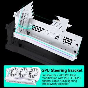 PHANTEKS GPUKT 4.0 ARGB 회전식 비디오 카드 브래킷 키트, PCIe 그래픽 어댑터 케이블 포함, 220mm 지지대