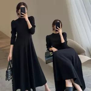 롱원피스 검은원피스 하이넥 여성 여자 예쁜 우아한 세련된 여성스러운 고
