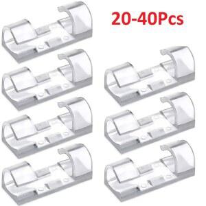 20/40PCS 케이블 정리 클립 관리 라인 코드 와이어 데이터 벽걸이 보빈 충전 USB 와인 관리자 더 홀더