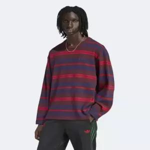 아디다스 ADIDAS 90s 얼터너티브 스포츠 롱 슬리브 스트라이프 와플 티 - 아우라루비 KS6847
