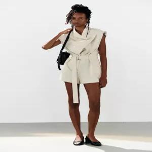 ZARA 숄더 패드 벨트 미니 점프수트 - 대마 7845/524/744