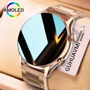 2026년 신형 스마트워치 여성용 AMOLED HD 화면 항상 켜짐 디스플레이 블루투스 통화 P68 방수 GPS 스마트 남성용 시계 안드로이드 OS용