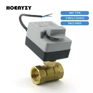 스위치 전기 액추에이터 황동 전동 볼 밸브 AC220V DN15 DN20 DN25 양방향 3 와이어 2 제어 1/2 3/4 1