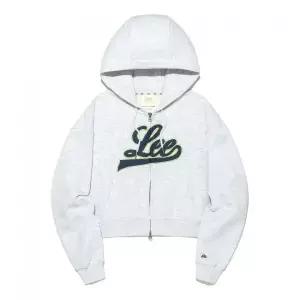 LEE 우먼 아플리케 크롭 후드 집업 라이트 그레이 137991