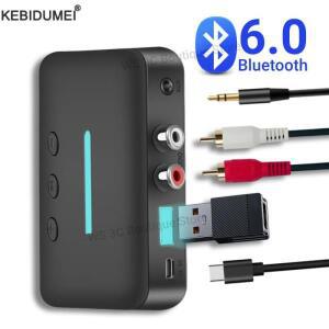 Bluetooth 6.0 오디오 수기 3.5mm AUX RCA 무선 어댑터 지원 PC/TV/자동차 키트/스피커 앰프 용 디스크 재