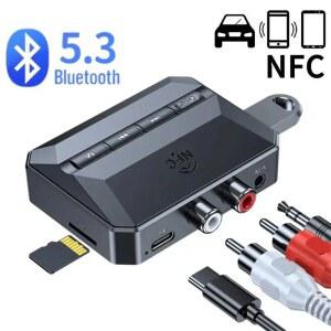 NFC 블루투스 5.3 오디오 리시버 3.5mm AUX RCA USB U디스크 TF H F 스테레오 음악 무선 어댑터 차량용 키트 스피커용 마이크 포함
