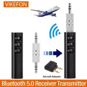 자동차 블루투스 수신기 송신기 BT5.0 3.5mm AUX 잭 스테레오 음악 오디오 차량용 키트 스피커 앰프 마이크가있는 무선 어댑터