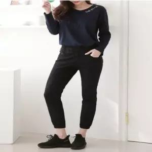 [텐바이텐]데일리룩 데님 여자 진청 조거팬츠 밴딩 스판바지