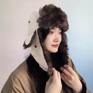 여성 귀달이 군밤모자 겨울방한 털모자 인조퍼 베이지