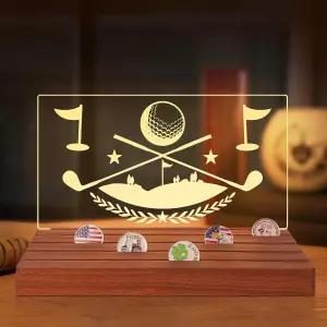 쿨기프트 마트 조명 골프 볼 마커 디스플레이 따뜻한 흰색 있는 나무 아크릴 액세서리 USB 전원 공급 책상