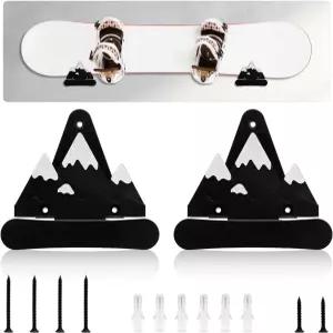 고스노르 2Pcs 스노보드 디스플레이 랙 후크가 달린 벽걸이 실내 벽 예술용 스케이트보드 보관함