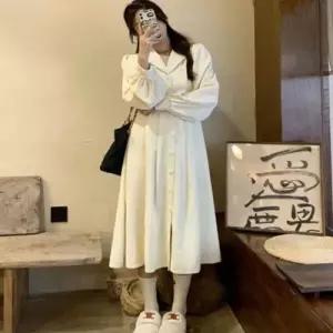 [텐바이텐]카라넥 롱원피스 소매 골덴 퍼프 V넥 코듀로이 여자