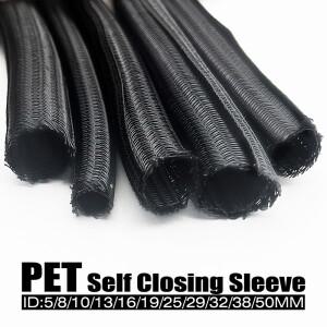 ID 5~50mm 확장형 케이블 슬리브 PET 브레이드 자동 밀폐형 절연 랩 유연한 파이프 분리형 라인 보호기 와