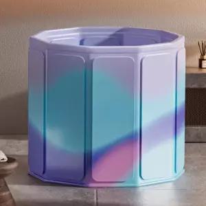 덮개형 접이식 그라데이션 블루 이동식 반신욕 욕조