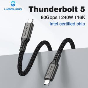 UGOURD 80Gbps Thunderbolt 5 케이블 인증 칩 USB-C 2m 0.3m 240W 16K Book M.2 하드 드라이브