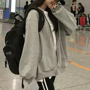 데일리 무지 베이직 스타일 루즈핏 긴팔 후드집업