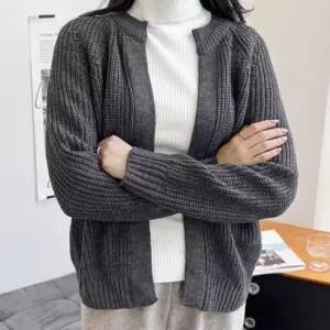 라운드넥 오픈 골지 니트 가디건 겨울 데일리웨어