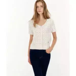 MARIE CLAIRE 플라워 코튼 펀칭 브이넥 가디건(MOFBKC05MIV) 113839