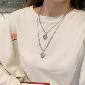 레이어드 롱 목걸이 하트목걸이 두줄 체인 원형목걸이 레이어드목걸이 메달목걸이 긴목걸이 데일리 패션 볼