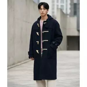 MUSINSA STANDARD 울 블렌드 오버사이즈 더플 코트 [네이비]