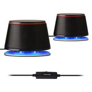 SANYUN SW102 데스크톱 PC 및 노트북용 컴퓨터 스피커 2.0 USB 전원 지원 | 듀얼 패시브 라디에이터 강력한 베이스 오디오용 3.5MM AUX 인라인 볼륨 컨트롤 플러그 앤 플레이 공간 절약형 (페어 블랙)