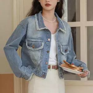 (옵션 블루 FREE)여성 트렌드 크롭 청자켓 데님 아우터 패션 점퍼 자켓