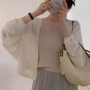 여성 가오리 크롭 볼레로 긴팔 가디건 여름 시스루 아우터 카디건