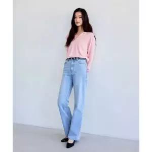 THEELO 모던 스트레이트 레그 데님 팬츠 (Light Blue) 2412090