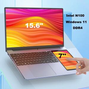 듀얼 스크린 노트북 15.6' IPS + 7' 터치 인텔 N100 32GB DDR4 2TB SSD 오피스