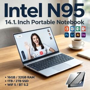인텔 N95 14.1인치 노트북 3.4GHz 16GB RAM 2TB SSD 1920x1080  슬림 오피스 게이밍 프로 맥스