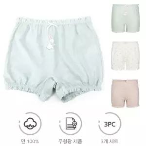 [보리보리/제이코튼]무형광 여아드로즈 3종세트 무형광 순면팬티 사각팬티 유아속바지팬티
