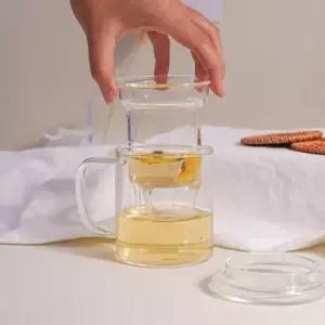 내열유리 티망 뚜껑 머그컵 350ml 1P 티머그 유리컵 [WC5900A]