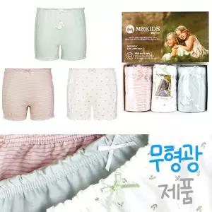 [제이투와이]무형광 순면 편한여아사각팬티 3종세트 유아 초등학생팬티