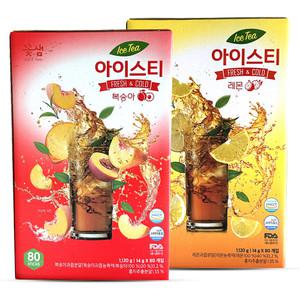 꽃샘 복숭아 아이스티 80T + 레몬 아이스티 80T 스틱 분말
