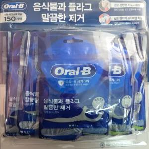 오랄비 C자형 치실 30개X5팩 총 150개입 일회용팩