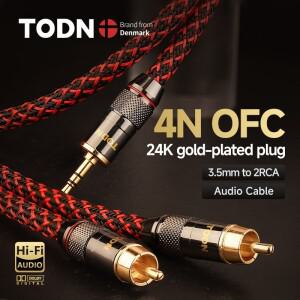 TODN 스테레오 3.5mm to 2RCA 오디오 케이블 aux Y 스플리터 잭 4N OFC 도체 스피커 PC 전화 앰프 믹서용