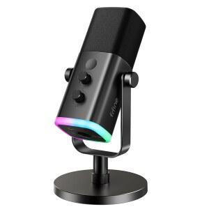 팟캐스트 녹음을 위한 피파인 USB/XLR 다이내믹 마이크, RGB 조명이 있는 PC 컴퓨터 게임 스트리밍 음소거 버튼, 헤드폰 잭, 데스크톱 스탠드, YouTube-AmpliGame AM8 노래를 보컬 마이크