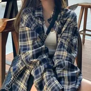[브이와이][VCMNZ0JZ]캐주얼 엘라 셔츠 체크 여성 오버핏 루즈핏_25822330_643542