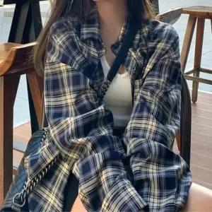 친절한탄씨 LND 캐주얼 엘라 체크 셔츠 여성 오버핏 루즈핏 남방 긴팔 긴팔셔츠 남방 여성체크 오버핏