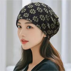 꽃무늬 비니 이우 두건 모자 여성 모자 터 머리