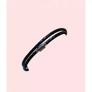 SCALETTO블랙 BW001 써지컬스틸 베이직 기본 레이어드 가죽 레더 팔찌 브레이슬릿 악세서리 m1037 225446 4