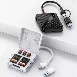 화이트 멀티 카드리더기 USB허브 6in1 메모리 보관케이스 SD카드 마이크로SD 겸용 컴퓨터 노트북 핸드폰