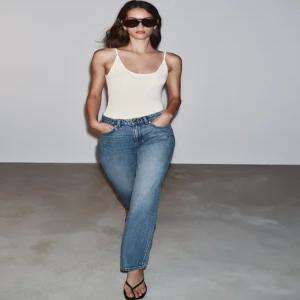 ZARA JEANS Z1975 레귤러 하이라이즈 롱 기장 - 미디움 블루 8228/021/427