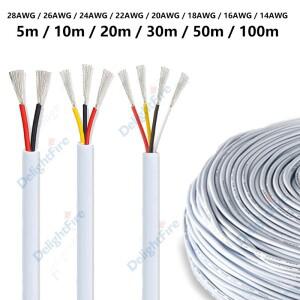 흰색 4코어 전선 28 26 24 22 20 16 14 18AWG 3 2코어 피복 케이블 PVC 주석 도금 구리 LED 스트립 스피커