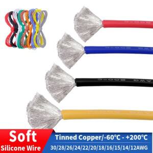 5M/10M 구리 와이어 슈퍼  실리콘 고무 30AWG-10AWG 내열성  유연한 전자 코드 고온 케이블