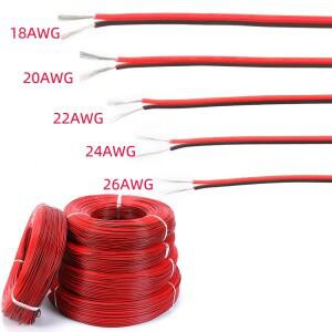 주석 도금 구리 절연 PVC 익스텐션 LED 스트립 케이블 레드 블랙 와이어 2 핀 전선 18 AWG 20 22 24/26