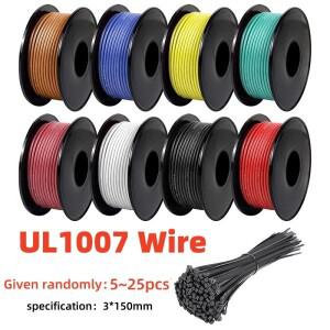 10M UL1007 PVC 주석 도금 구리 와이어 케이블 30/28/26/24/22/20/18/16 AWG 흰색/검정색/빨간색/노란색/녹