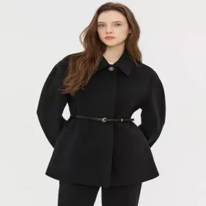 질스튜어트 뉴욕 여성 25FW 블랙 벨티드 울캐시미어혼방 하프코트 WJCO5D200BK