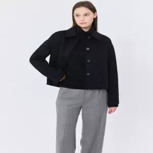 질스튜어트 뉴욕 여성 25FW 블랙 단색 울캐시미어혼방 하프코트 WJCO5D710BK