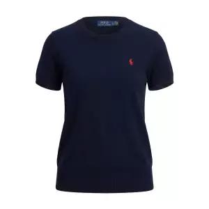 POLO 폴로 RALPH LAUREN W 코튼 블렌드 숏 슬리브 스웨터 - 네이비